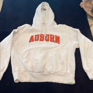 Champion Gray Hoodie with Orange Lettering